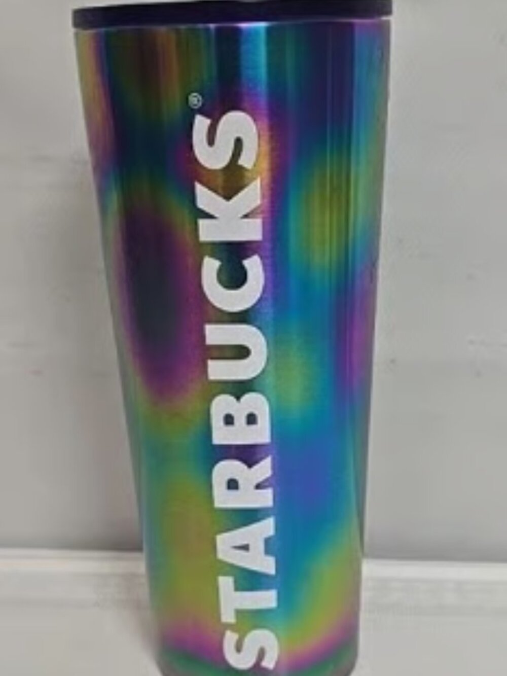 Starbucks Oil Slick Iridescent Rainbow Stainless Steel Cold Cup Tumbler 24 oz